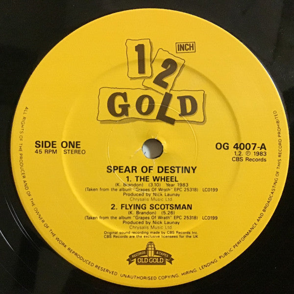Spear Of Destiny : The Wheel / Flying Scotsman / Prisoner Of Love / Liberator (12", Single, Alt)