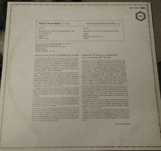 Franz Schubert / Hans Richter-Haaser : Sonates No.14 & No.19 (LP, RE)