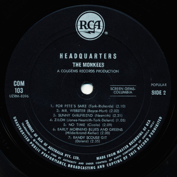 The Monkees : Headquarters (LP, Album, Mono)