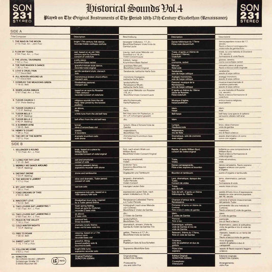 John Fox (2) : Historical Sounds Vol. 4 (LP)