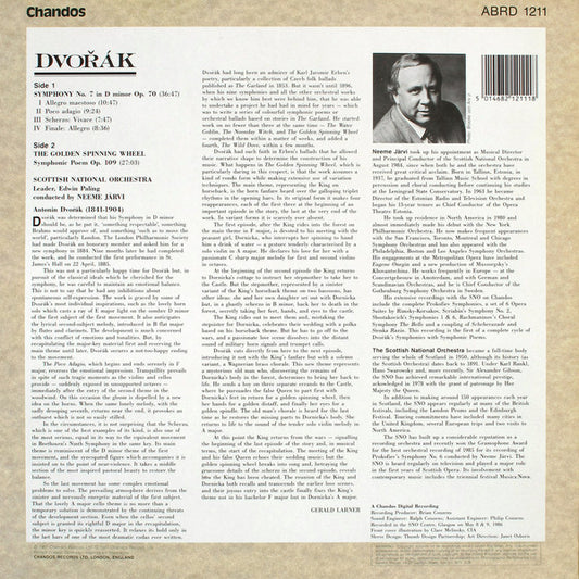 Antonín Dvořák, Royal Scottish National Orchestra Conducted By Neeme Järvi : Symphony No. 7 / The Golden Spinning Wheel (LP)