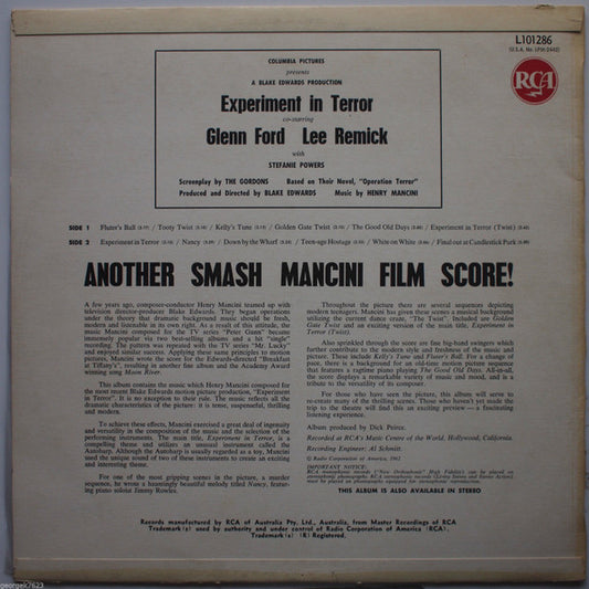 Henry Mancini : Experiment In Terror (Music From The Motion Picture) (LP, Album, Mono)