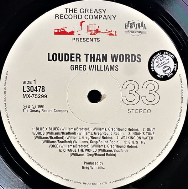 Greg Williams (2) : Louder Than Words (LP, Album)