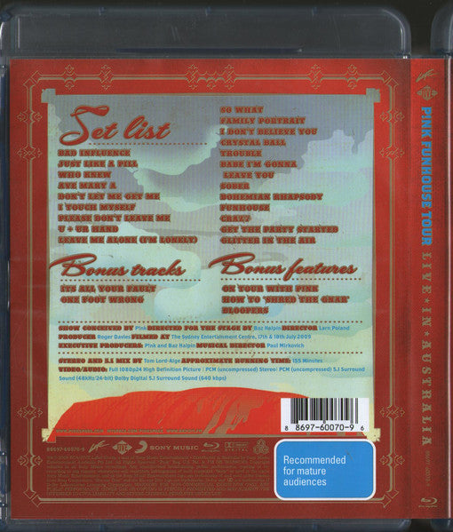 P!NK : Funhouse Tour - Live In Australia (Blu-ray, NTS)