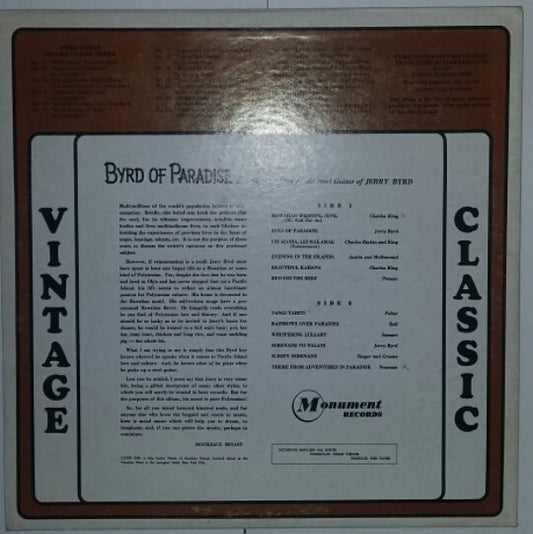 Jerry Byrd : Steel Guitar Vinatage Classic Number 5 - Byrd Of Paradise (LP, Album)