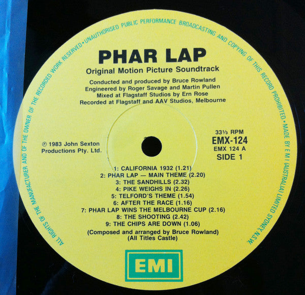 Bruce Rowland (2) : Phar Lap (Original Motion Picture Soundtrack) (LP, Album, Gat)