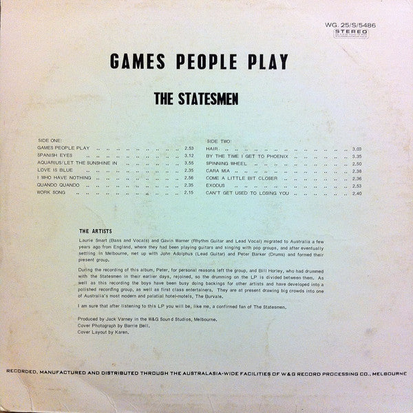 The Statesmen (11) : Games People Play (LP)