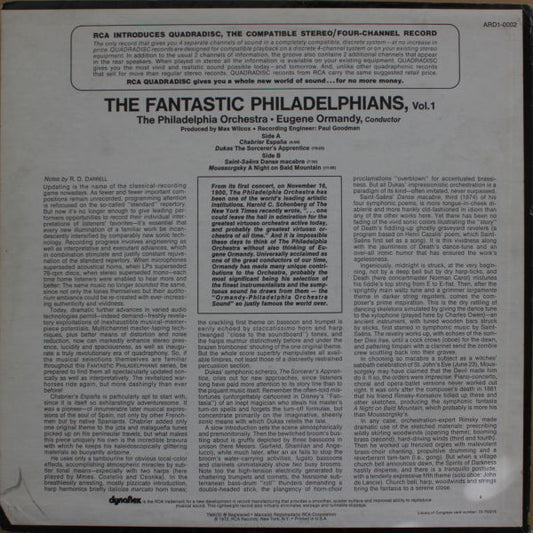 Eugene Ormandy : The Fantastic Philadelphians, Vol. 1 - Sheer Sonic Sorcery (LP, Album, Quad)