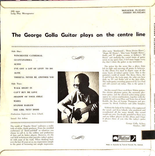 George Golla : The George Golla Guitar Plays ...On The Centre Line (LP, Album)