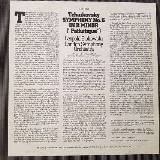 Pyotr Ilyich Tchaikovsky - Leopold Stokowski, London Symphony Orchestra : Symphony No. 6 In B Minor Op. 74, "Pathetique" (LP, Album, Quad)