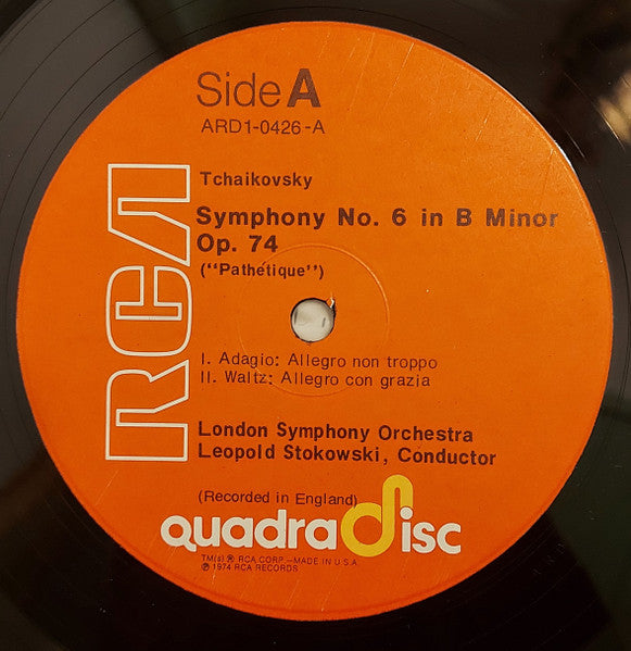 Pyotr Ilyich Tchaikovsky - Leopold Stokowski, London Symphony Orchestra : Symphony No. 6 In B Minor Op. 74, "Pathetique" (LP, Album, Quad)