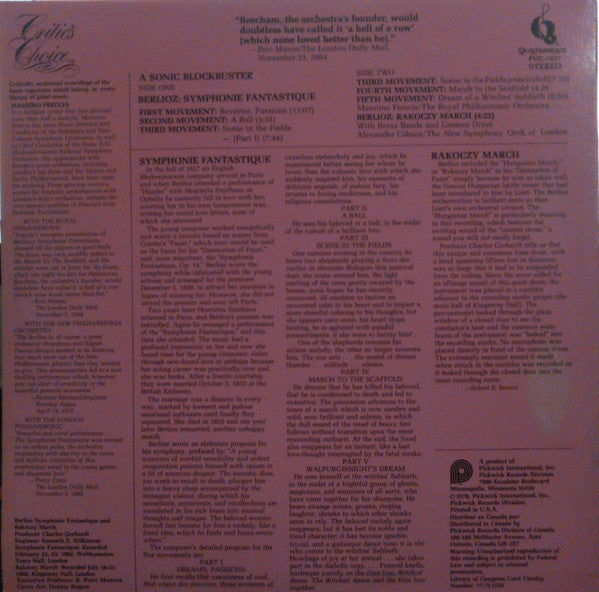 Hector Berlioz, Massimo Freccia, Royal Philharmonic Orchestra / Alexander Gibson, The New Symphony Orchestra Of London : Symphonie Fantastique (LP)
