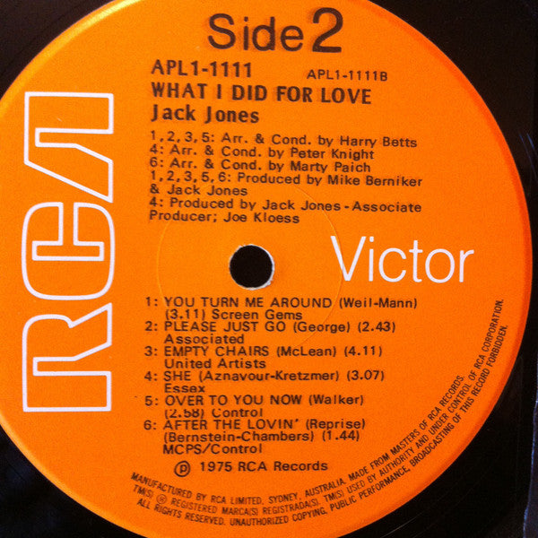 Jack Jones : What I Did For Love (LP, Album)
