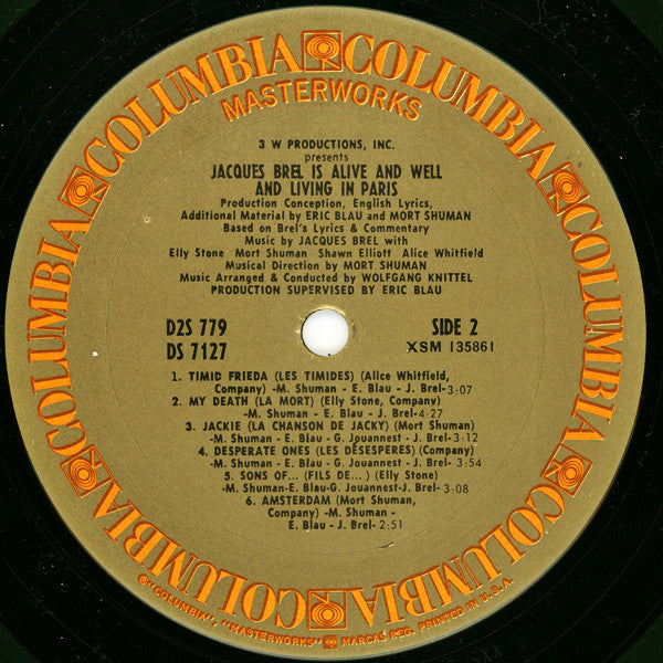Eric Blau And Mort Shuman : Jacques Brel Is Alive And Well And Living In Paris (2xLP)