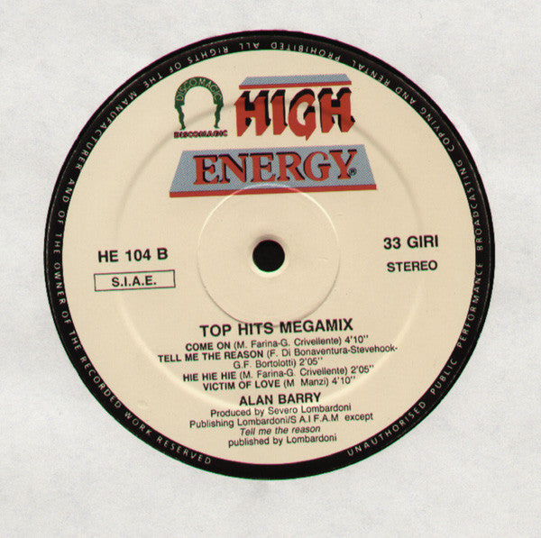 Alan Barry : Top Hits Megamix (12", Mixed)
