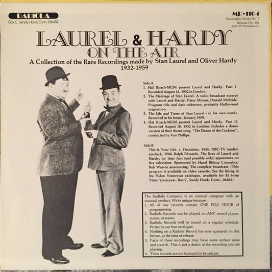 Laurel & Hardy : Laurel & Hardy On The Air (LP, Album, Mono)