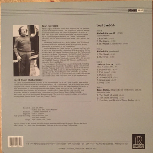 Leoš Janáček, Jose Serebrier, Brno State Philharmonic Orchestra : Sinfonietta, Lachian Dances, Taras Bulba (2xLP)