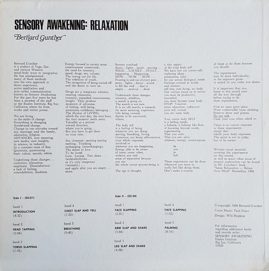 Bernard Gunther : Sensory Awakening: Relaxation (LP, Album)