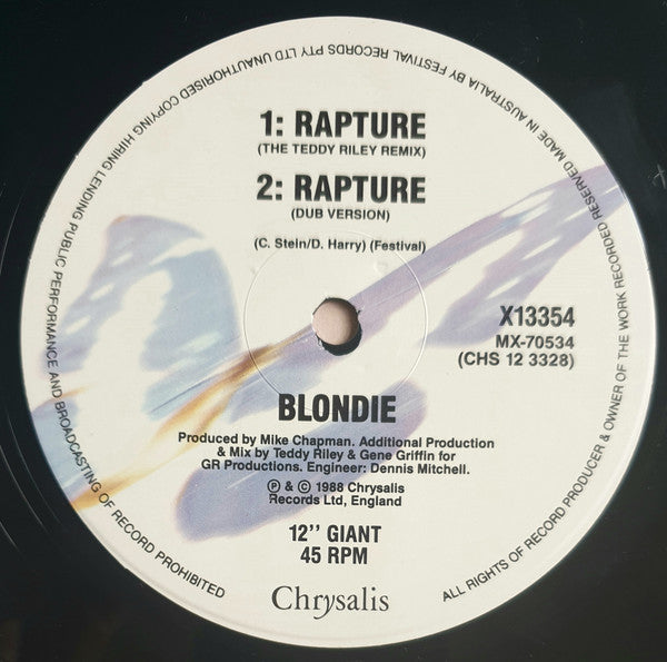 Debbie Harry* / Blondie : Denis (The '88 Remix) / Rapture (The Teddy Riley Remix) (12", Single, Ltd)