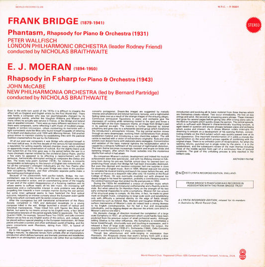 Frank Bridge / E.J. Moeran* : Phantasm (Rhapsody For Piano And Orchestra) / Rhapsody In F Sharp (LP, Album, Club)