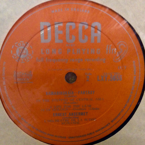 Sergei Prokofiev / Mikhail Ivanovich Glinka / Alexander Borodin, Ernest Ansermet, L'Orchestre De La Suisse Romande : Classical Symphony / March And Scherzo / Kamarinskaïa Fantasy / A Life For The Czar / In The Steppes Of Central Asia (LP, Mono)