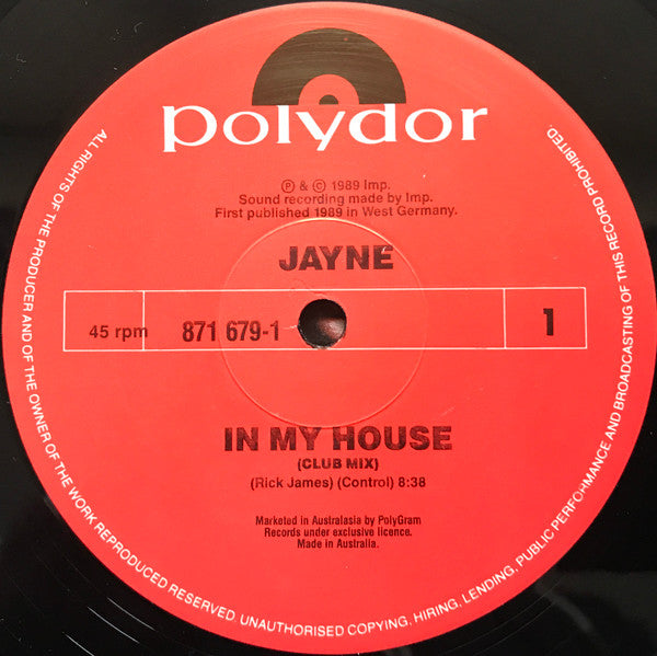 Jayne Collins : In My House (12", Single)