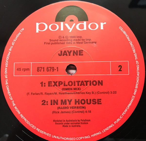 Jayne Collins : In My House (12", Single)