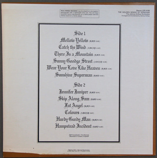 The Johnny Arthey Orchestra* : The Golden Songs Of Donovan (LP, Album, Ind)