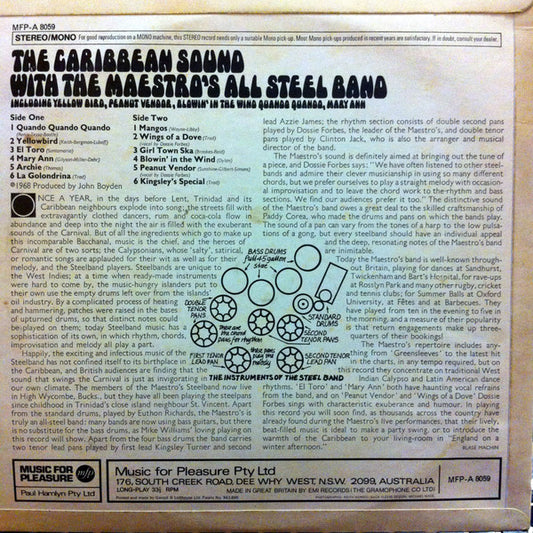 The Maestro's All Steel Band : The Caribbean Sound (LP, Album)
