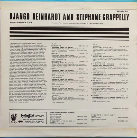 Django Reinhardt And Stéphane Grappelli : Django Et Stephane 1947-1949 (LP, Comp, RE)