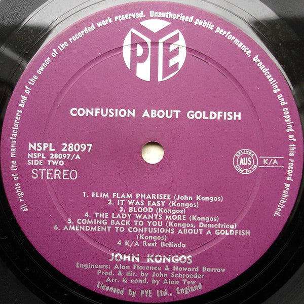 John Kongos : Confusions About A Goldfish (LP, Album)