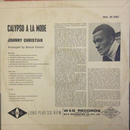 Johnny Christian (2) : Calypso A La Mode (LP, Album, Mono)