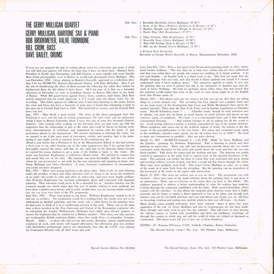 Gerry Mulligan Quartet : The Gerry Mulligan Quartet (LP, Album, Club, RE, Gat)