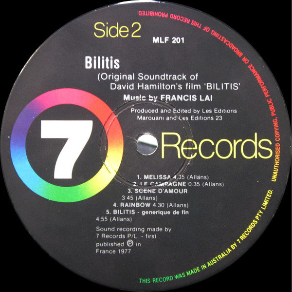 Francis Lai : Bilitis (Original Soundtrack Of David Hamilton's Film) (LP, Album, RE)