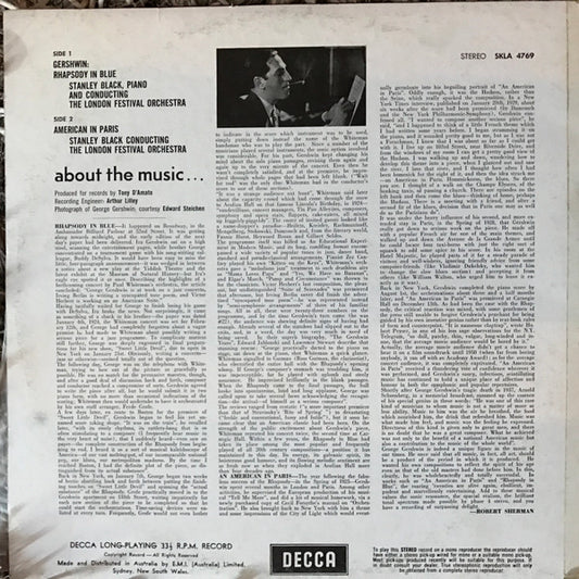 George Gershwin - Stanley Black , Piano And Conducting The London Festival Orchestra : Rhapsody In Blue / American In Paris (LP, RE)