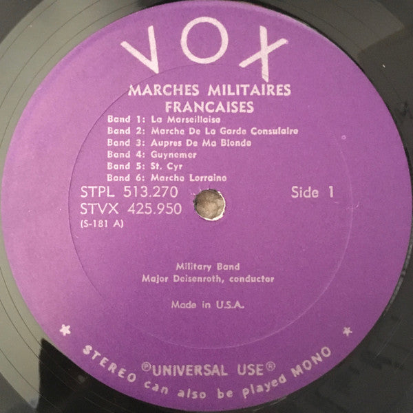 Orchestre Militaire, Friedrich Deisenroth : Marches Militaires Françaises (A Salute To France) (LP, RE)