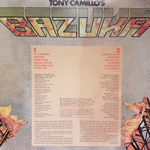 Tony Camillo's Bazuka : Bazuka (LP, Album)