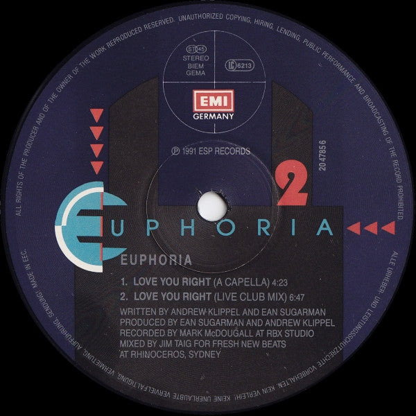 Euphoria (4) : Love You Right (12")