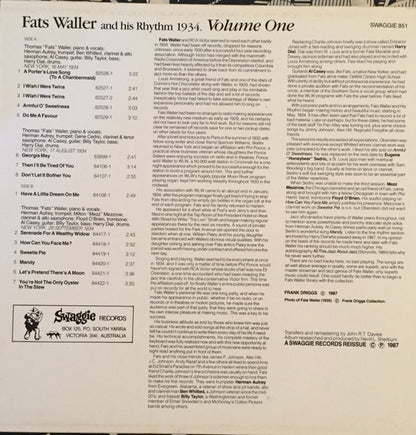 Fats Waller & His Rhythm : Volume One 1934 (LP, Comp, Mono)