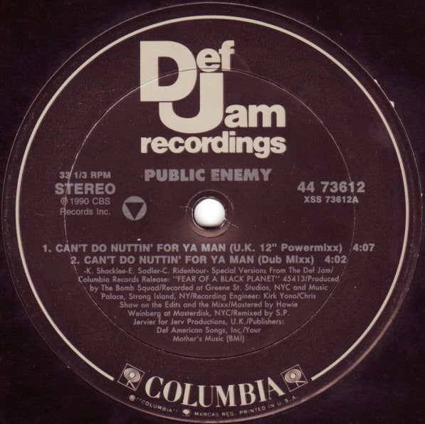 Public Enemy : Can't Do Nuttin' For Ya Man (12")