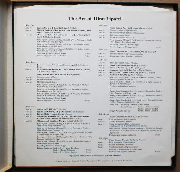 Dinu Lipatti : The Art Of Dinu Lipatti (4xLP, Comp, Mono + Box)