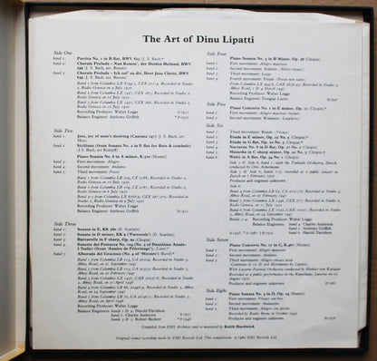 Dinu Lipatti : The Art Of Dinu Lipatti (4xLP, Comp, Mono + Box)