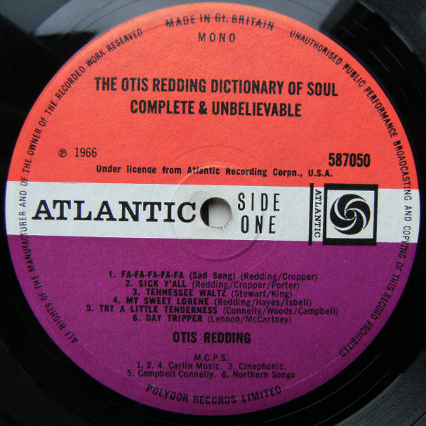 Otis Redding : The Otis Redding Dictionary Of Soul - Complete & Unbelievable (LP, Album, Mono)