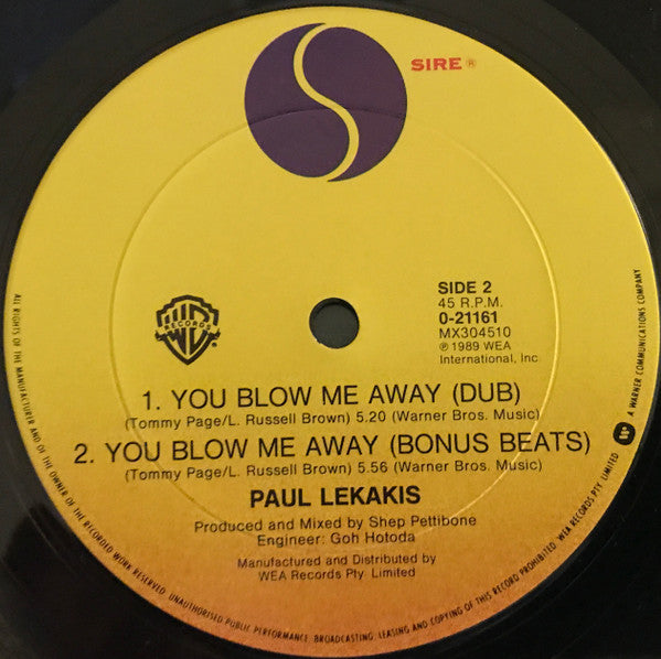 Paul Lekakis : You Blow Me Away (12", Single)