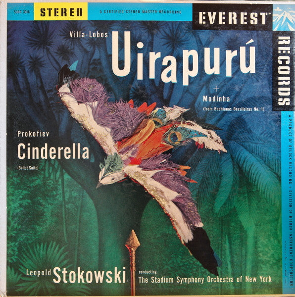 Villa-Lobos* / Prokofiev* - Stokowski* Conducting The Stadium Symphony Orchestra Of New York : Uirapurú + Modinha (From Bachianas Brasileiras No. 1)  / Cinderella (Ballet Suite) (LP, Album, Sil)