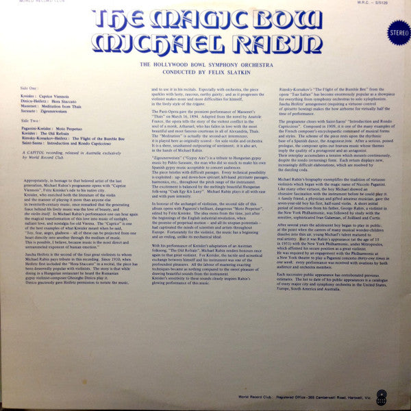 Michael Rabin : The Magic Bow (LP, Album, Club, RE)