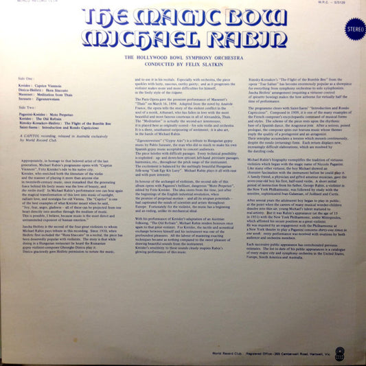 Michael Rabin : The Magic Bow (LP, Album, Club, RE)