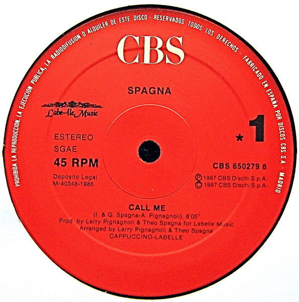 Ivana Spagna : Call Me (12", Maxi)