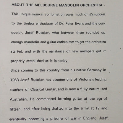 Melbourne Mandolin Orchestra Conducted By Josef Ruecker : Andalusian Romance (LP, Album)