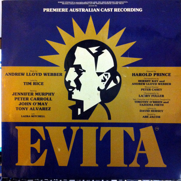 Andrew Lloyd Webber, Tim Rice : Evita Premiere Australian Cast Recording (Excerpts From The Australian Production) (LP, Album, Gat)